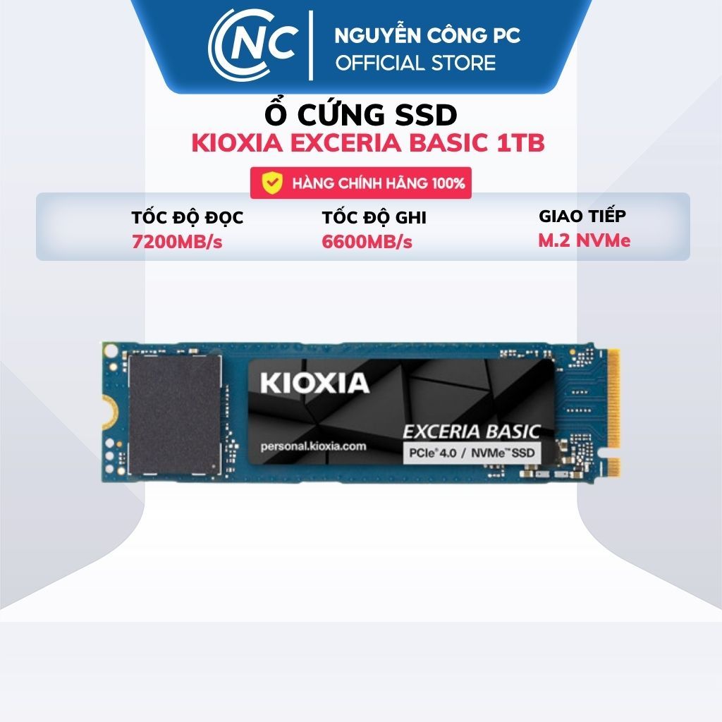 Ổ Cứng SSD KIOXIA EXCERIA BASIC 1TB M.2 NVMe PCIe Gen4 x4 - BH 60 tháng
