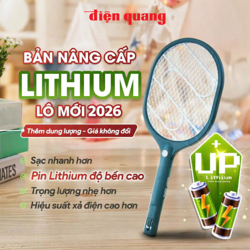 Vợt muỗi Điện Quang ĐQ EMR09 GW (PinLithium, Xanh – Trắng)