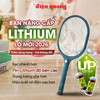 [HỎA TỐC] Vợt muỗi Điện Quang ĐQ EMR09 GW (PinLithium, Xanh – Trắng) - Bảo hành 12 tháng