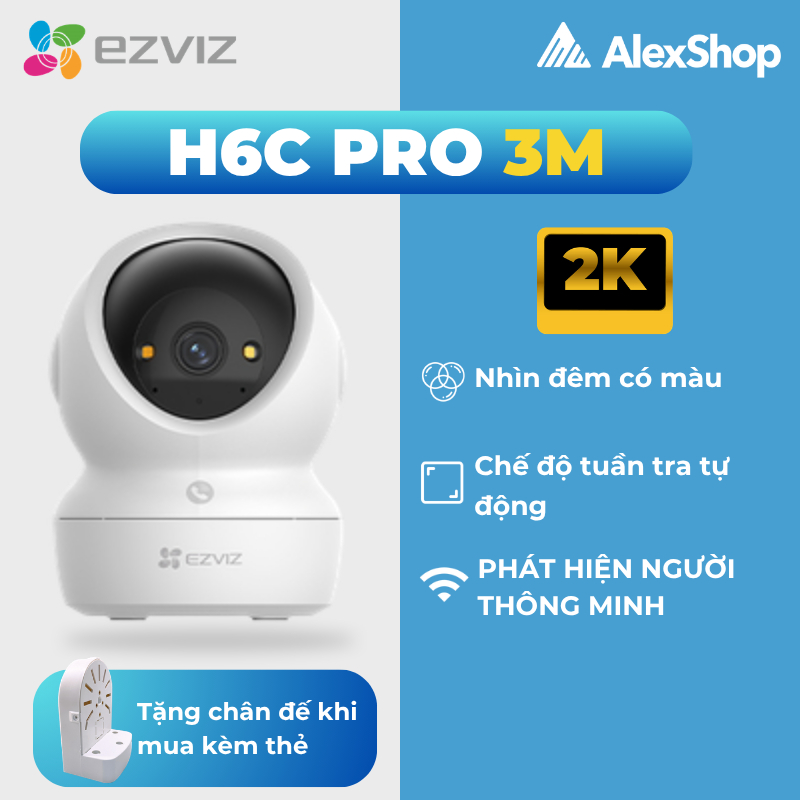 [2026] Camera WiFi Ezviz H6C G1 / C6N Pro 2M-3M-4K, Có Nút Gọi Đàm Thoại 2 Chiều, Xoay 360
