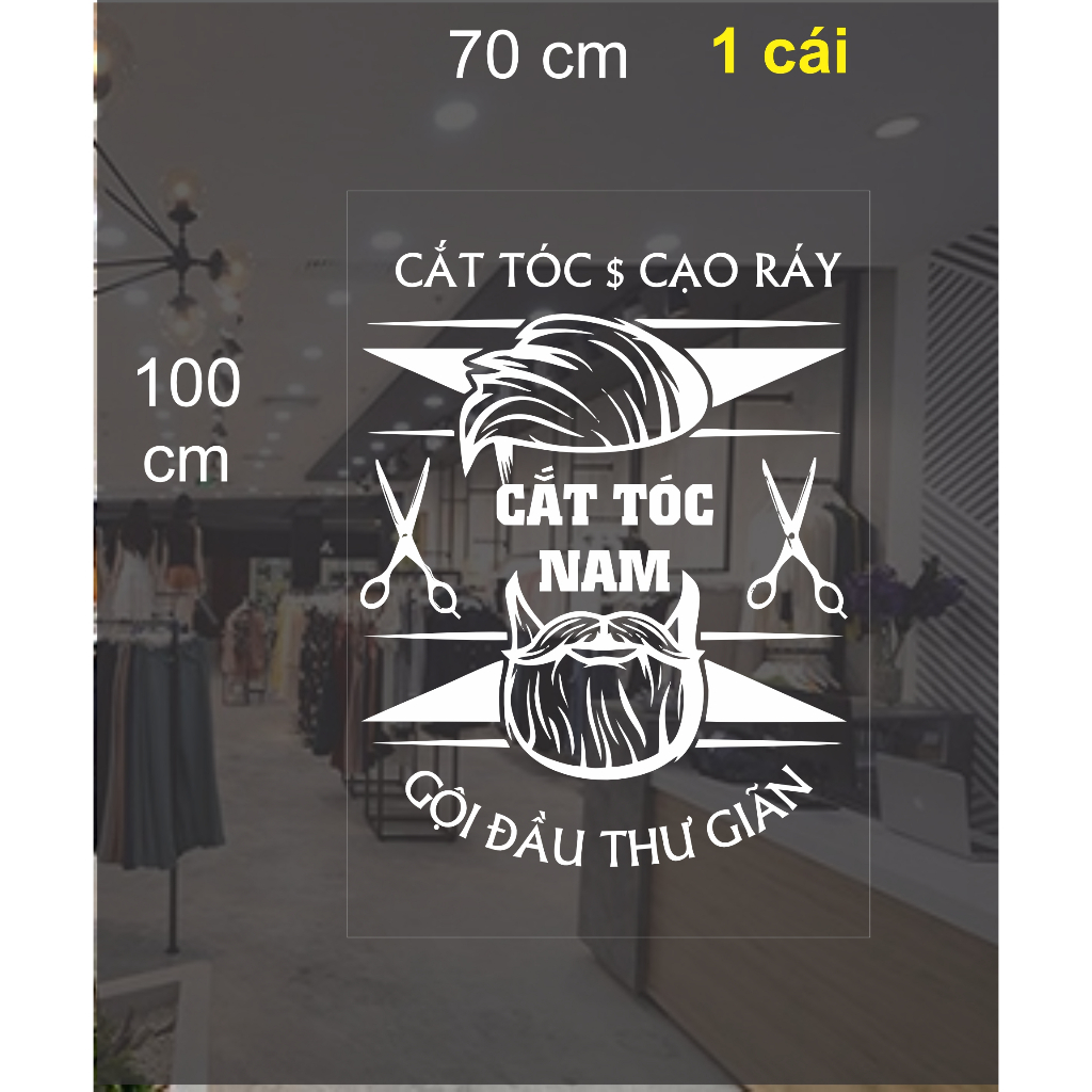 Decal CẮT TÓC NAM dán Cửa Kính Hair Shop - Decal hớt tóc nam dán kính decal trong 2 mặt Decor Decor 