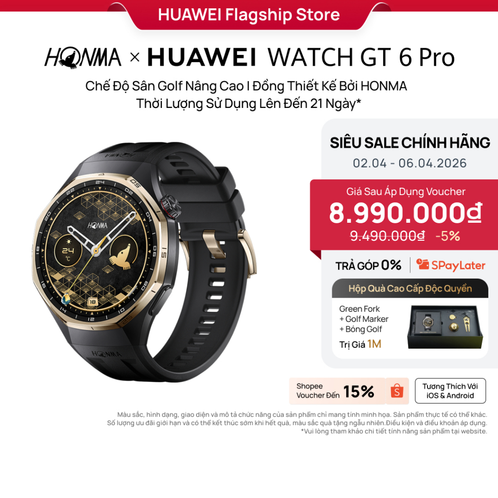 [NEW] Đồng Hồ Thông Minh HONMA X HUAWEI WATCH GT6 Pro | Chế Độ Sân Golf Nâng Cao | Đồng Thiết Kế Bởi HONMA | BigBuy360 - bigbuy360.vn