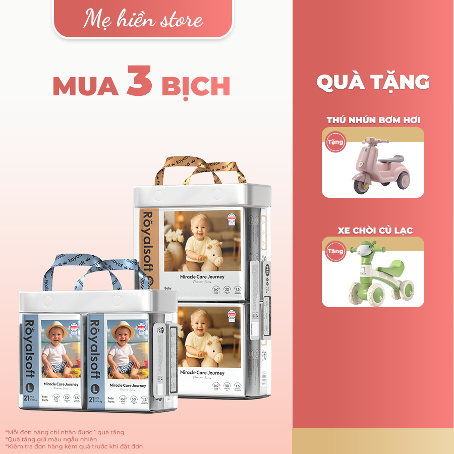 [COMBO 3 BỊCH TẶNG QUÀ] Bỉm ROYALSOFT Cao Cấp, Bỉm Tã Royal Soft Chính Hãng Từ NB-4XL
