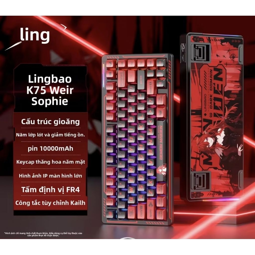 (Hỏa Tốc) Bàn Phím Cơ Lingbao K75 – Layout 75% Nhỏ Gọn, FR4,  LED RGB, Gõ Êm, Chơi Game Tốt