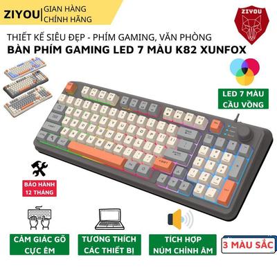 Bàn Phím Máy Tính Giả Cơ Gaming FreeWolf K82 LED LIGHT 7 Màu Cực Đẹp Gõ Êm Dùng Chơi Game, Văn Phòng