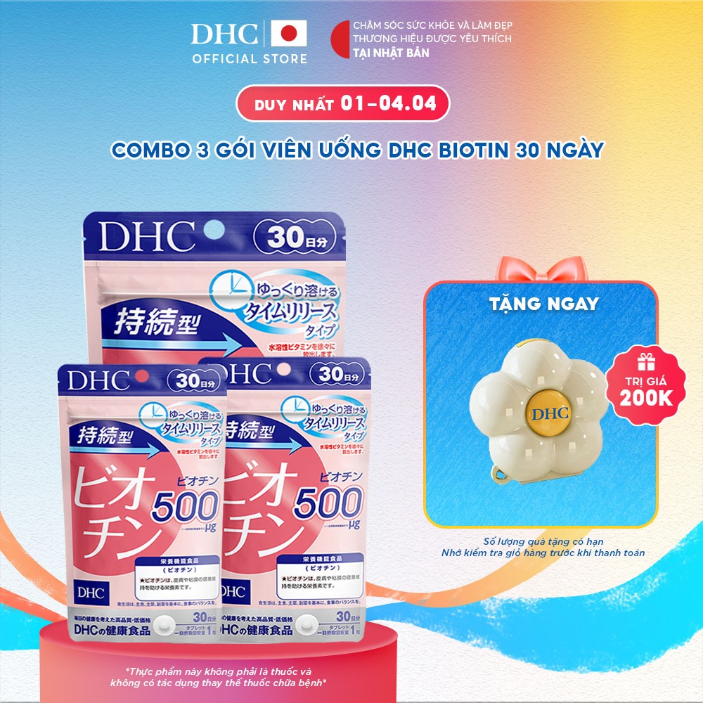 Combo Viên uống DHC Biotin hỗ trợ cho da và tóc (30 Ngàyx3) - TPBVSK DHC Sustained Release Biotin