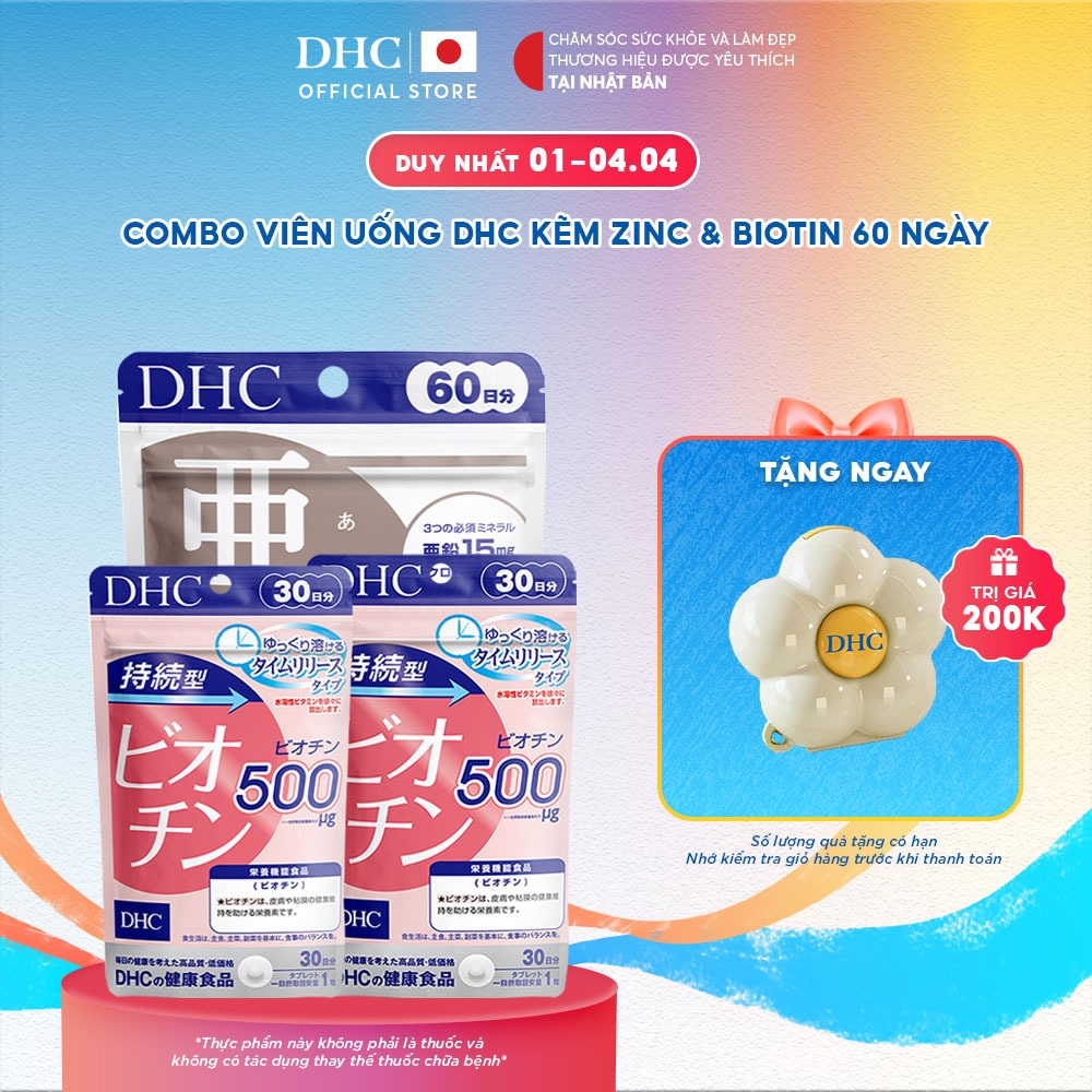 Combo Viên uống DHC Biotin & Kẽm hỗ trợ cơ thể và tốt cho tóc (60 Ngày) - TPBVSK DHC Biotin & ZinC