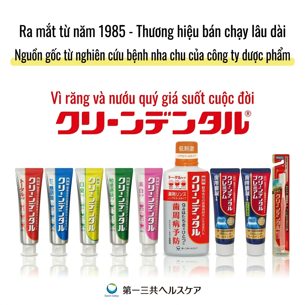 Kem Đánh Răng Clean Dental Total Care Chứa Fluoride Hỗ Trợ Chăm Sóc Nướu, Ngừa Hôi Miệng/ Clean Dent