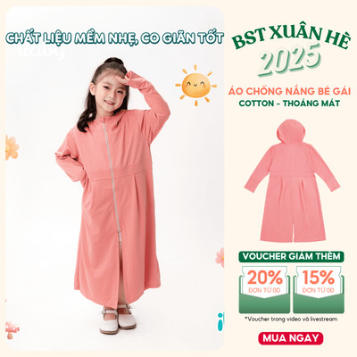 [ILABY 10-40kg] Áo chống nắng dáng dài bé gái thun kim cương thoáng mát mềm thấm hút mồ hôi [1875]