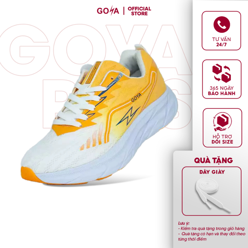 Giày thể thao chạy bộ nam nữ Goya Training Plus 2026 màu trắng vàng V1 chạy bộ & tập gym bền bỉ