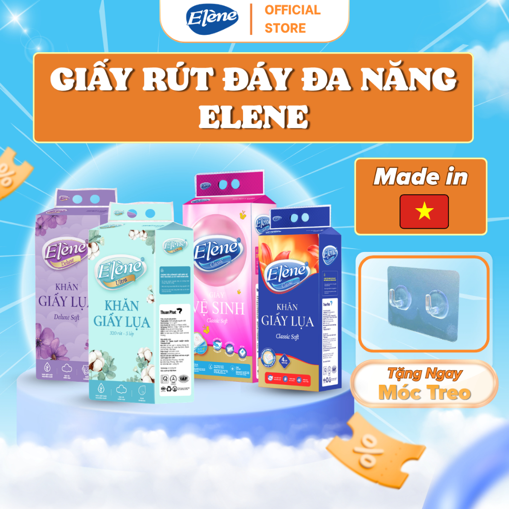 Giấy Rút Đáy Đa Năng Elene 4 Lớp Cao Cấp, Mềm Mịn, An Toàn