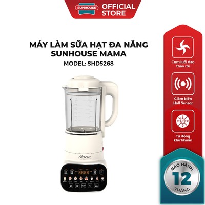 Máy làm sữa hạt đa năng Sunhouse Mama SHD5268 - Công suất 2200W - Dung tích 1750ml - Lưỡi cưa 6 cánh - 8 chức năng