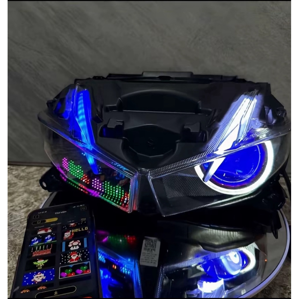 Pha winner X ,v2,v3,v4 độ sẵn bi KZ s600 pro v3 bảng led chỉnh tùy thích  + audi + mắt quỷ đổi màu (