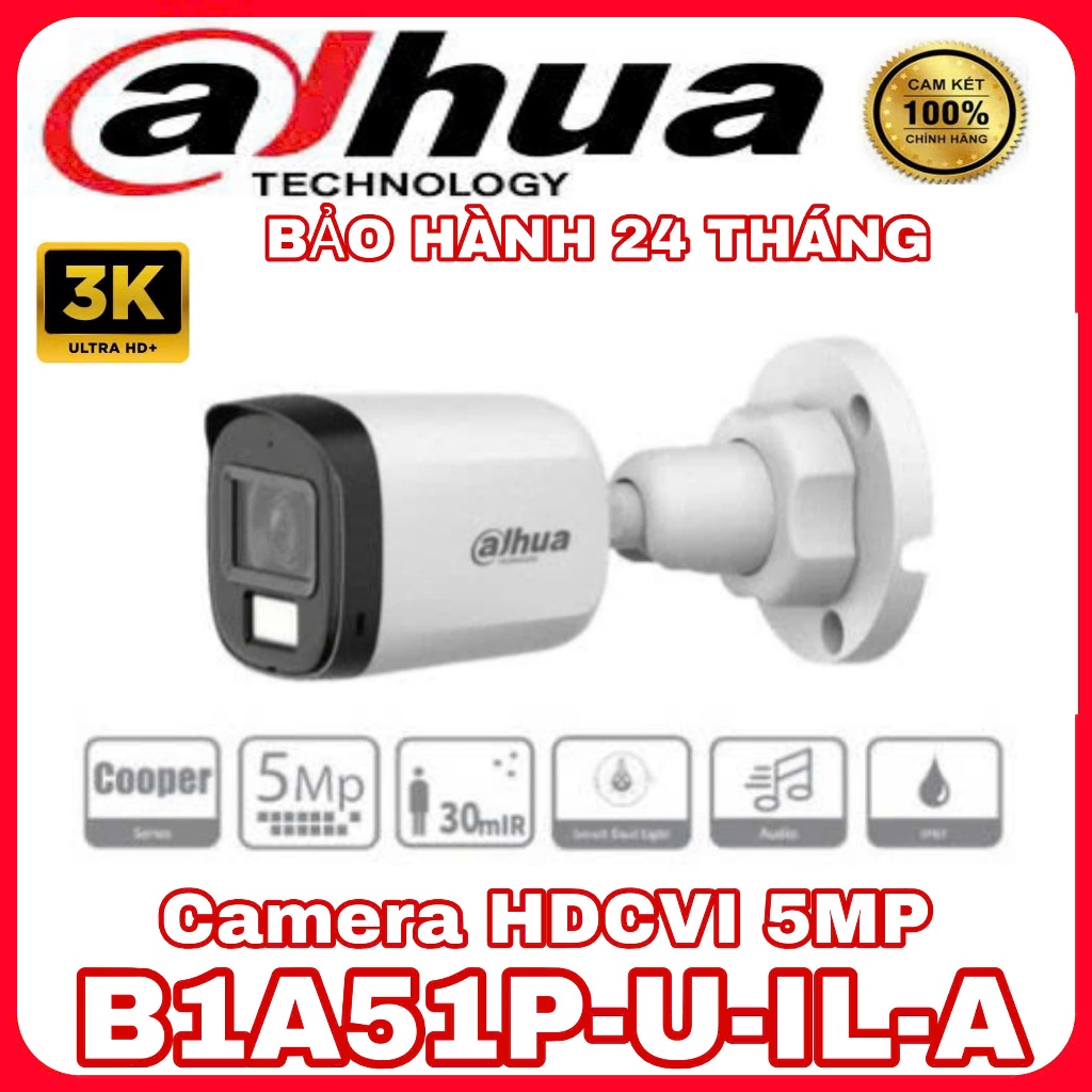 Camera HDCVI 5MP DAHUA DH-HAC-B1A51P-U-IL-A