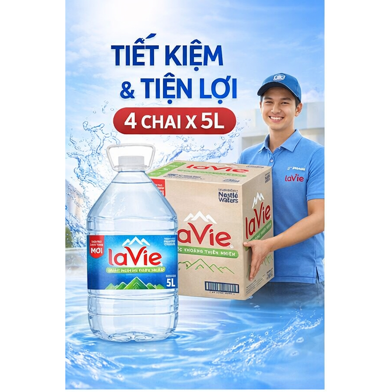 NƯỚC SUỐI LAVIE 4 CHAI X 5L