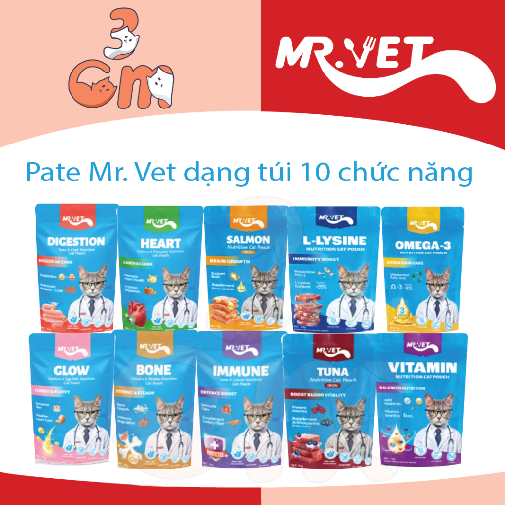Pate Mr Vet/ Mr. Vet 70g dạng túi đủ 10 chức năng