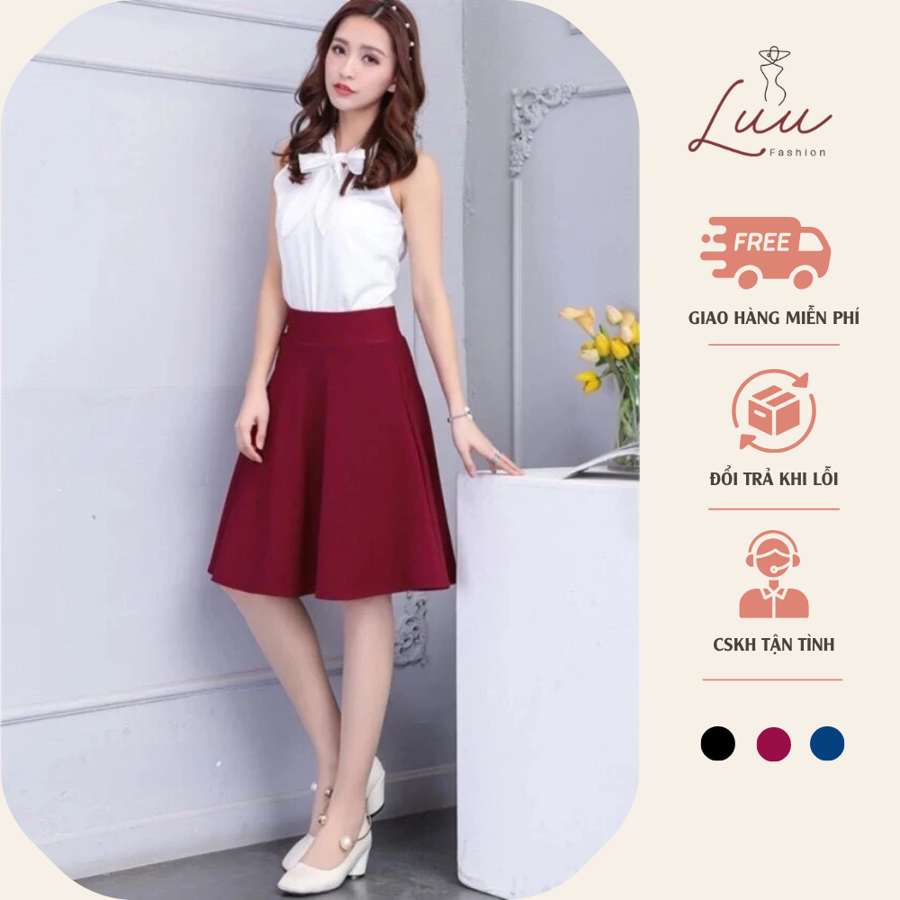 Chân váy xoè dài 60cm 2 túi sườn LUUX60 - Luu fashion