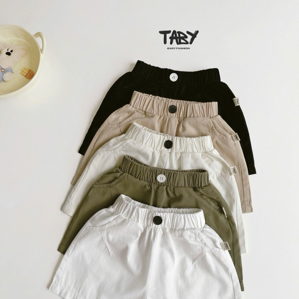 5123K Quần sooc kaki bassic Taby Kids, chất liệu kaki mềm mại cho bé trai bé gái 8-27kg
