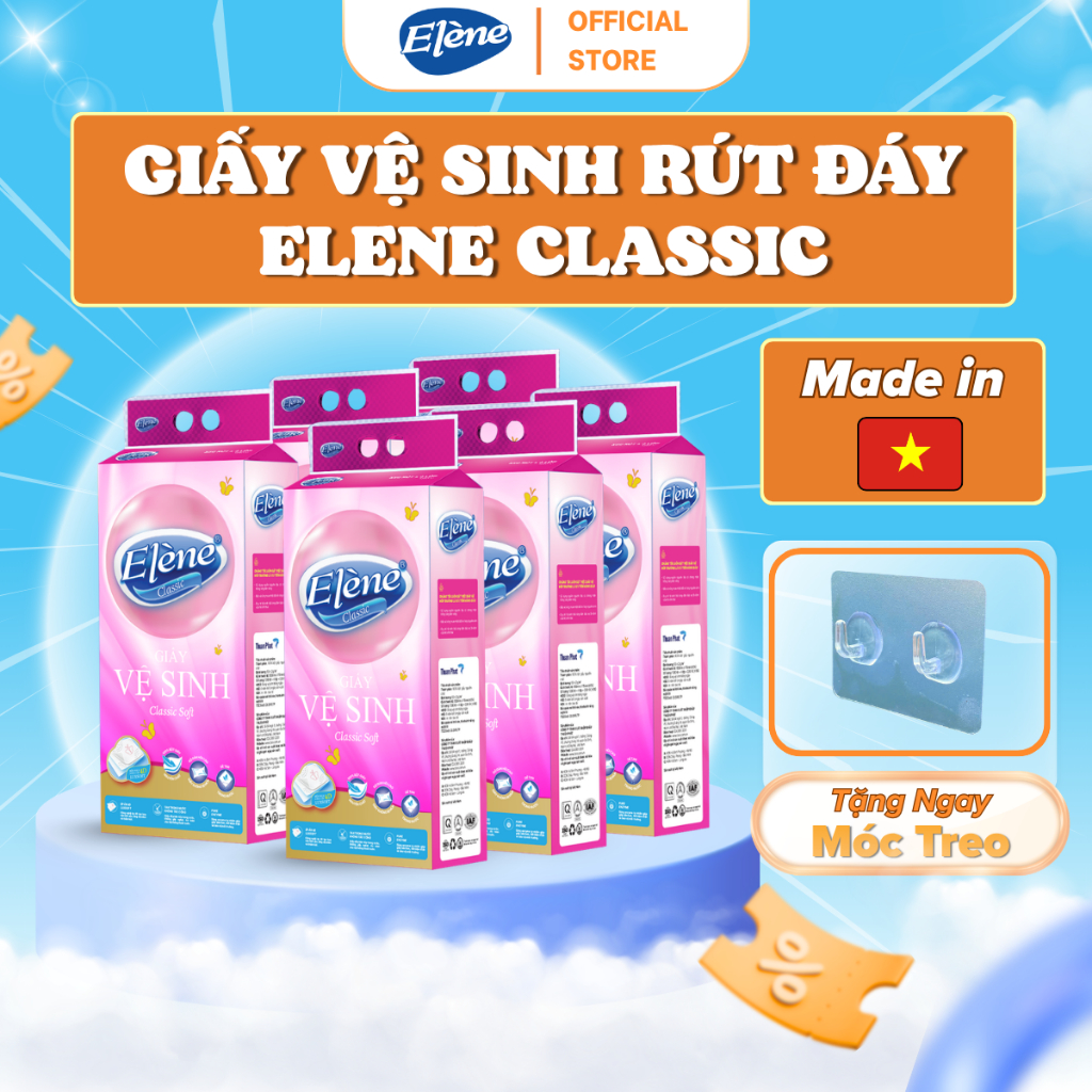 Giấy Vệ Sinh Rút Đáy Elene Hồng 320 Lần Rút 4 Lớp Mềm Mịn, Tiện Lợi, An Toàn