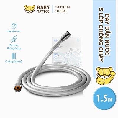 Đường Dây Ống Nước, Dây Dẫn Nước Vòi Sen Tắm BABY TATTOO, Thiết Kế 5 Lớp Chống Cháy, Chống Xoắn, Chiều Dài 1.5m