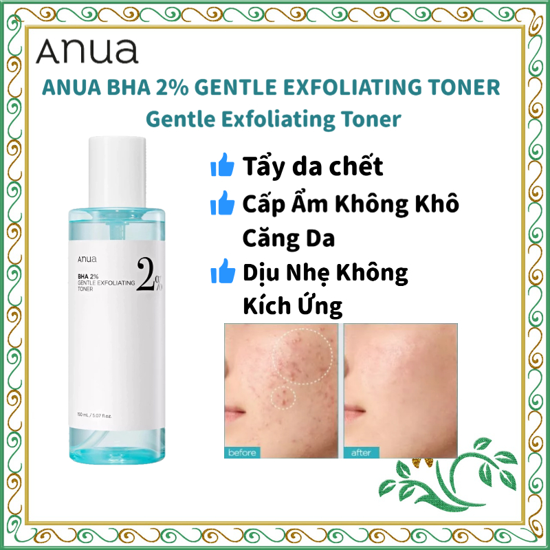 Toner Tẩy Da Chết ANUA BHA 2% 150ml - Giảm Mụn Se Khít Lỗ Chân Lông Cho Da Dầu