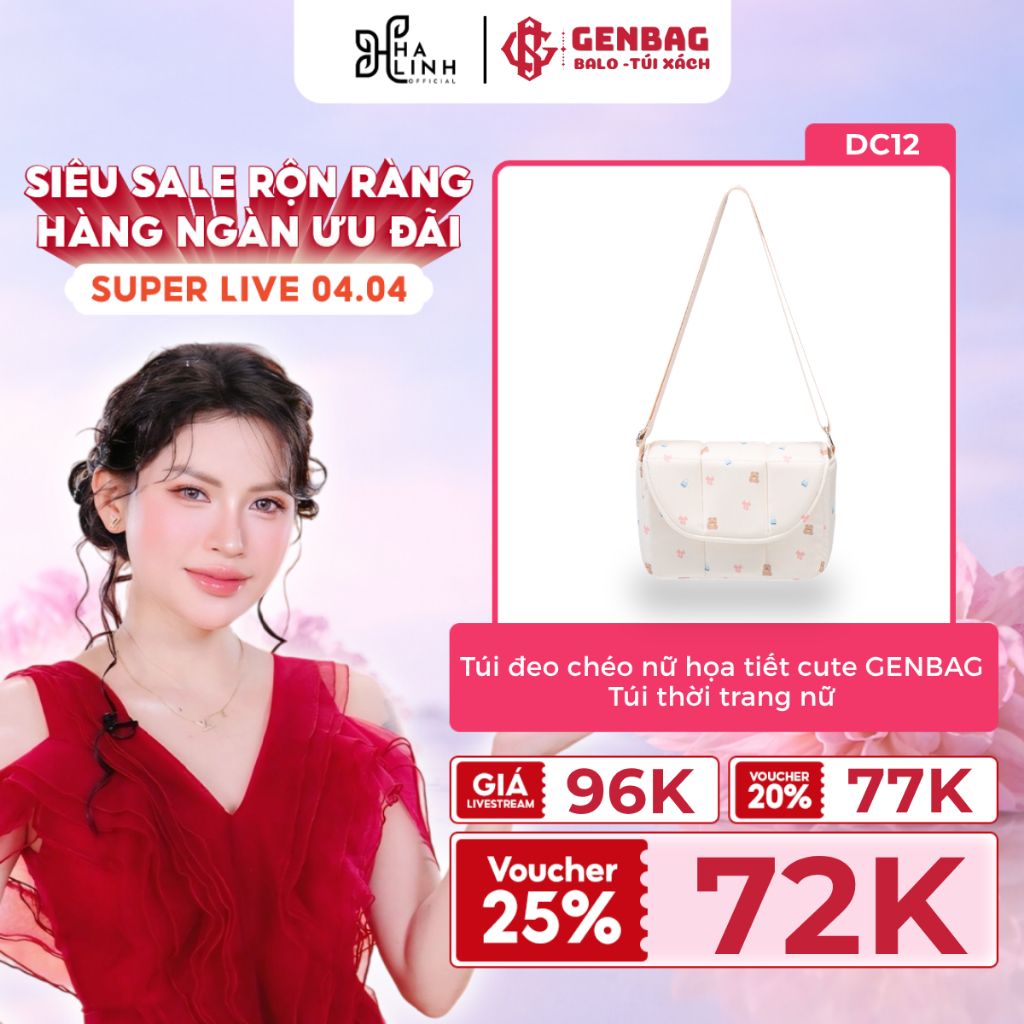 [VHL x GENBAG] Túi đeo chéo gấu nhí GENBAG họa tiết cute thời trang nữ có nắp gập DC12