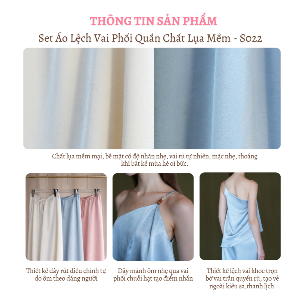 [GIÁ TỐT HƠN KHI MUA SET] Set Áo Lụa Chéo Dây Dáng A Phối Quần Lụa Dây Rút Ống Rộng, Set Đi Biển La Boutique S022 | BigBuy360 - bigbuy360.vn