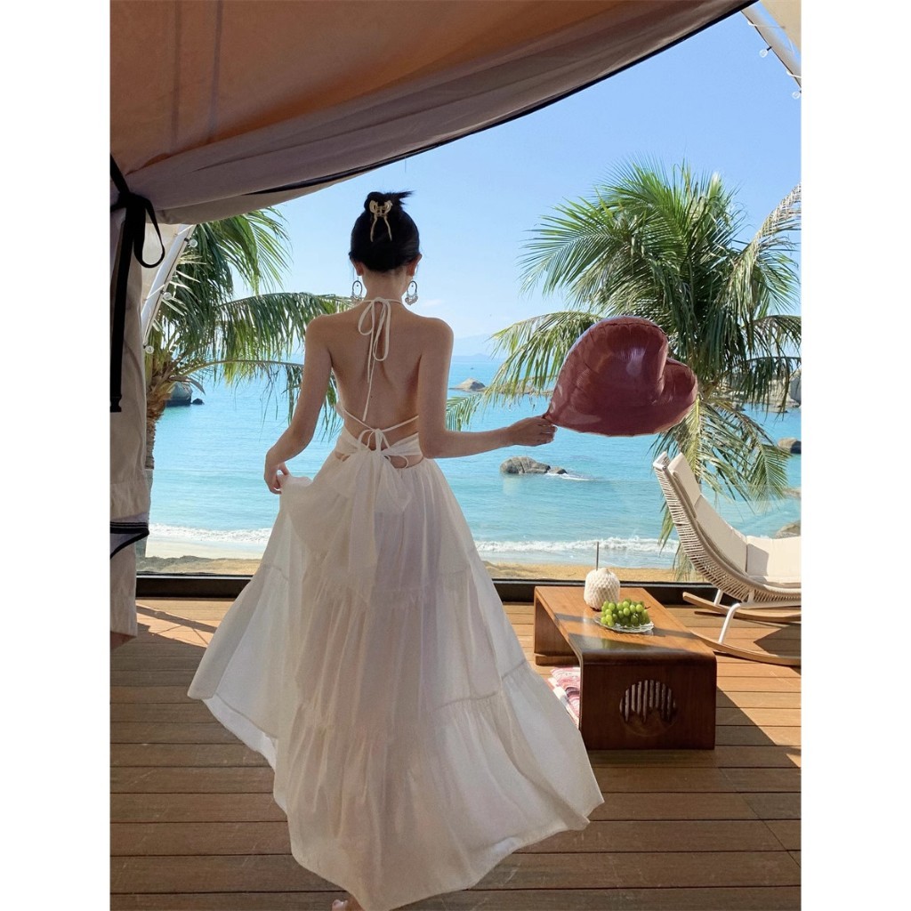 Đầm maxi đi biển Váy hở lưng (Có Bigsize) Thiết kể xẻ ngực Có Sẵn Mút, Chất đũi tơ QC đi biển dạo phố chụp hình sống ảo | BigBuy360 - bigbuy360.vn