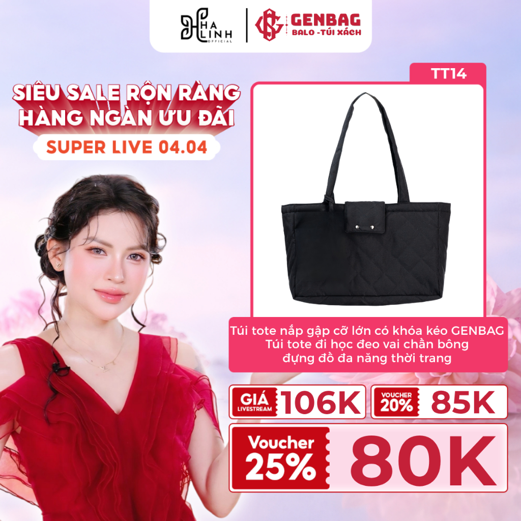 [VHL x GENBAG] Túi tote chần phao nắp gập cỡ lớn có khóa kéo GENBAG túi đeo vai công sở đựng đồ đa n