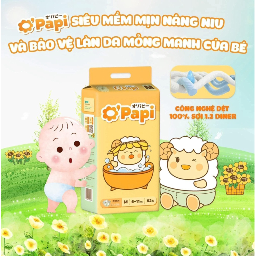 [không quà] tã/bỉm OPAPI cừu vàng Nhật siêu thấm hút size dán/quần từ NB/Sd/Md/Mq/Lq/XL/2XL