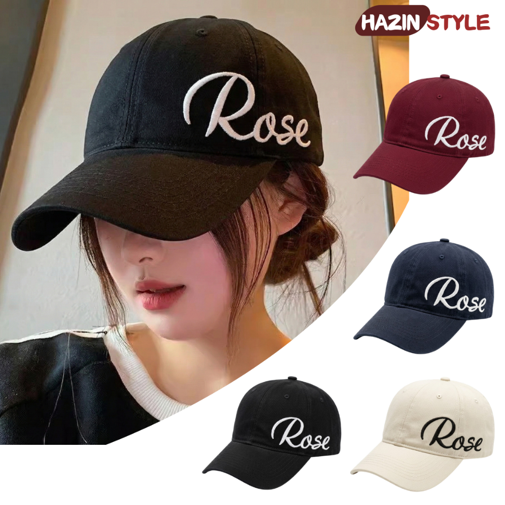 Mũ lưỡi trai HAZIN thêu chữ Rose form cứng cá tính, nón kết lưỡi trai nam nữ thời trang Hàn Quốc
