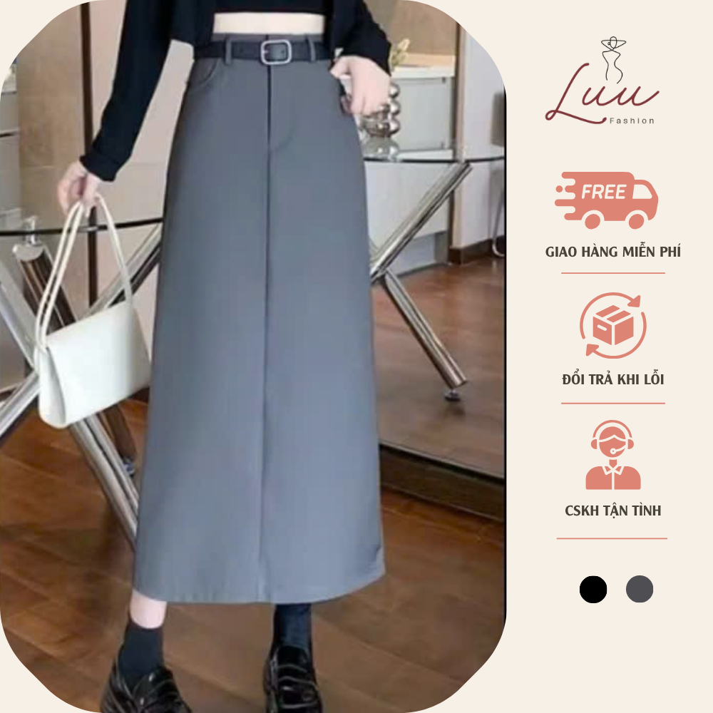 Chân váy chữ A suông nhẹ dài 90cm có 2 túi thật Chất VITEX A90 - Luu fashion