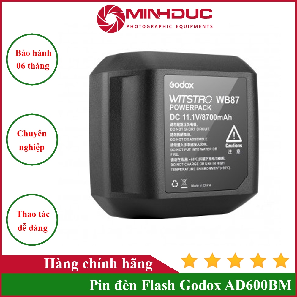 Pin đèn flash Godox AD600BM, WB87 dùng cho đèn Flash Godox AD600BM