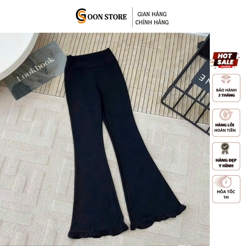 Quần Ống Loe Lưng Cao GOON STORE, Quần Ống Loe Nữ Co Giãn Tôn Dáng Hack Chân Dài