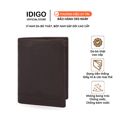 Ví nam da bò phom chữ nhật đứng, ví nam cầm tay lịch lãm tiện lợi IDIGO MW1 - 4328 - 00