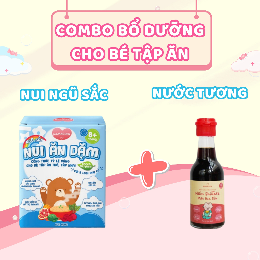 COMBO NUI ĂN DẶM MAMACOOK & NƯỚC TƯƠNG TRẺ EM – BỘ ĐÔI BỔ DƯỠNG CHO BÉ TẬP ĂN