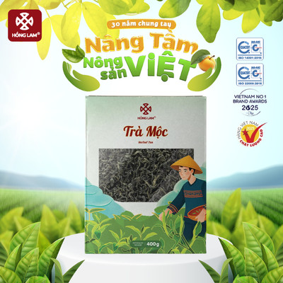 Trà Mộc Hồng Lam, dạng gói. Có vị chát nhẹ, ngọt hậu