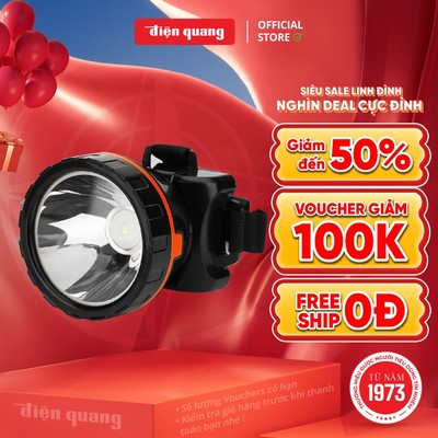 [HỎA TỐC] Đèn pin đội đầu Điện Quang ĐQ PFL13 R BLO ( Pin sạc, Đen-cam, 1W) - Bảo hành 12 tháng