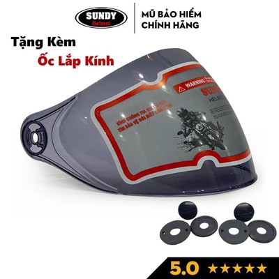 Kính chắn gió bụi mũ bảo hiểm SUNDY Helmets, che cả mặt, thay thế cho nón nửa đầu, 1/2, 3/4, chụp tai, tặng kèm ốc vít