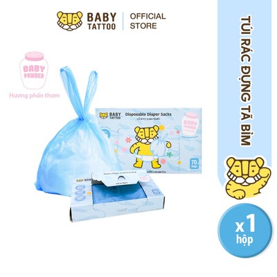 BABY TATTOO Túi Rác Đựng Tã Bỉm Chuyên Dụng Hương Phấn Thơm, Hộp 70 Túi