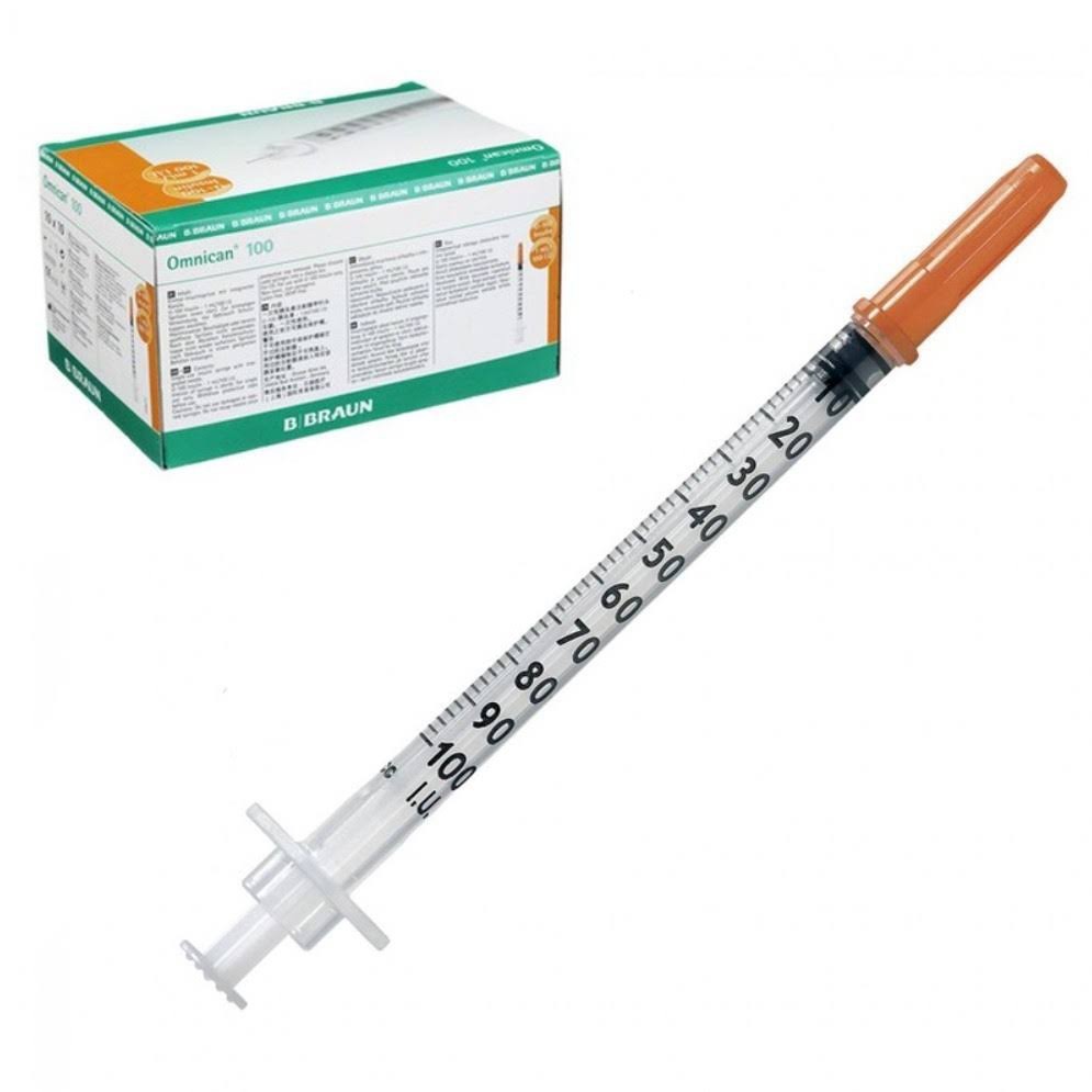 (COMBO 10) Bơm Tiêm Bbraun Omnican 1cc U100 U40 - Kim Tiểu Đường Bbraun Hộp 100c Màu Cam/Màu Đỏ