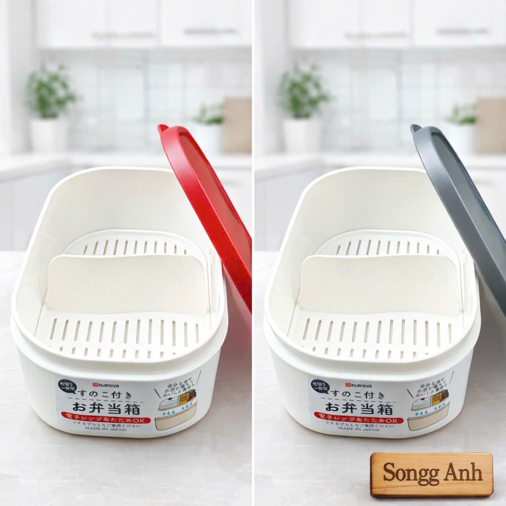 Hộp Đựng Thực Phẩm 2 Lớp, Chia 2 Ngăn Nakaya 650ml Nhật Bản