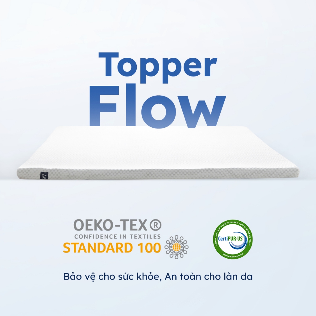 Topper Flow Ru9 Cao Cấp 5cm | Topper Foam | 2 Lớp Foam Êm Ái Nâng Đỡ | Dễ Dàng Cuộn Gọn | Tặng Túi Đựng Tiện Lợi | BigBuy360 - bigbuy360.vn