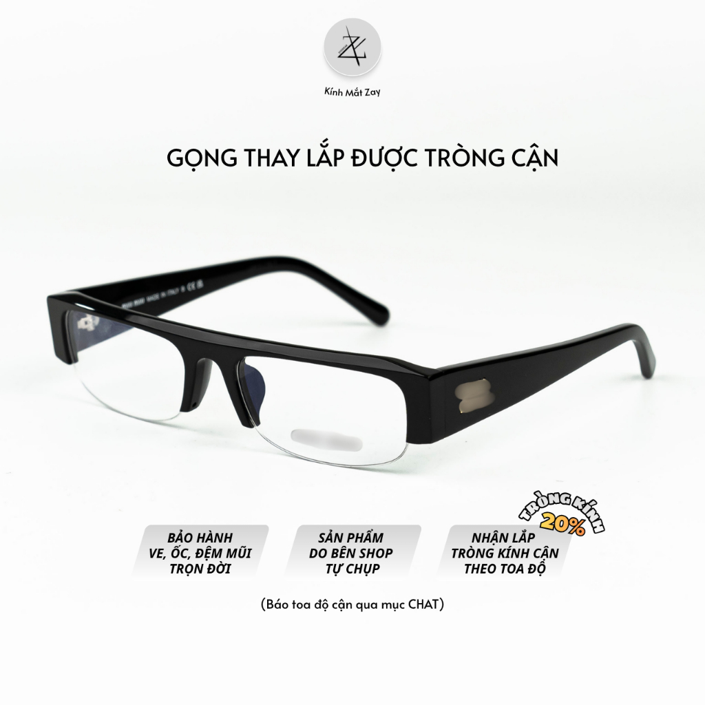 Gọng kính MU B07S dáng chữ nhật nhựa acetate cao cấp fullbox