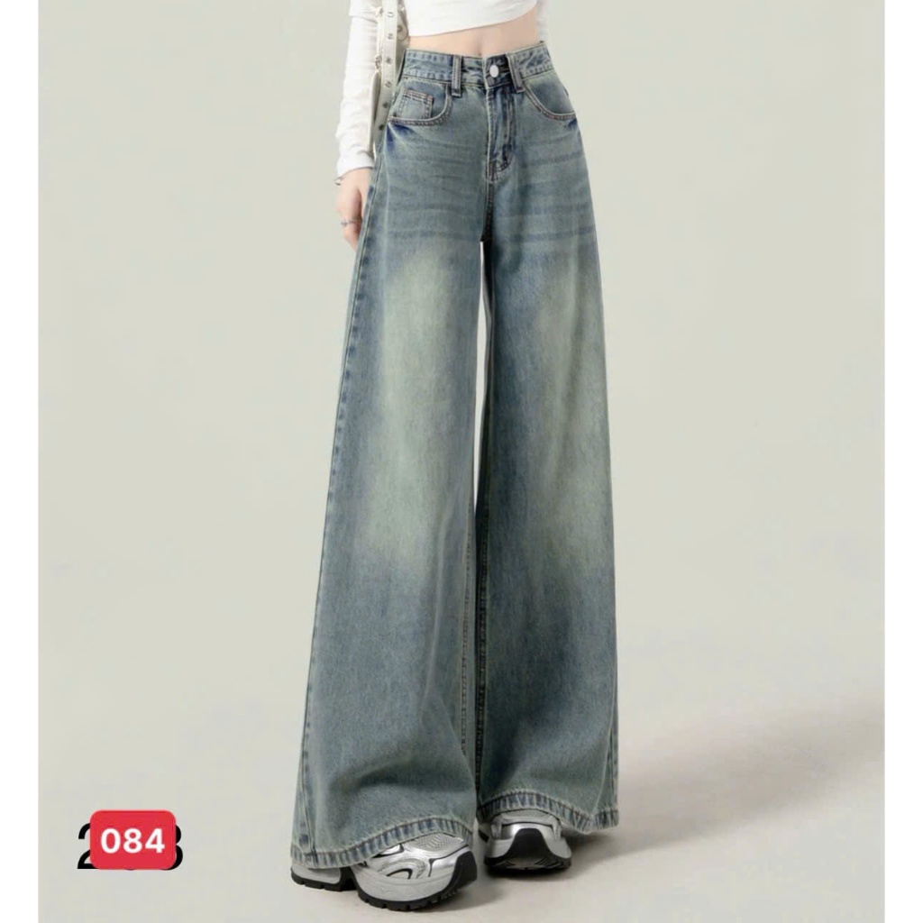 Quần jean nữ ống rộng, quần baggy nữ chất denim cạp cao thời trang A-T Fashion - MQ1238