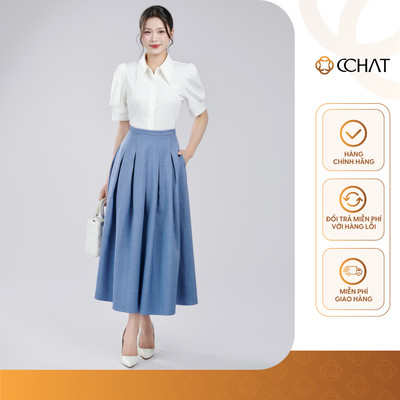 Chân Váy 𝐂𝐂𝐇𝐀𝐓 Dáng Xòe Stacie Xếp Ly Thân Trước Chất Liệu Tuytsi Cao Cấp 16CDS2012XT