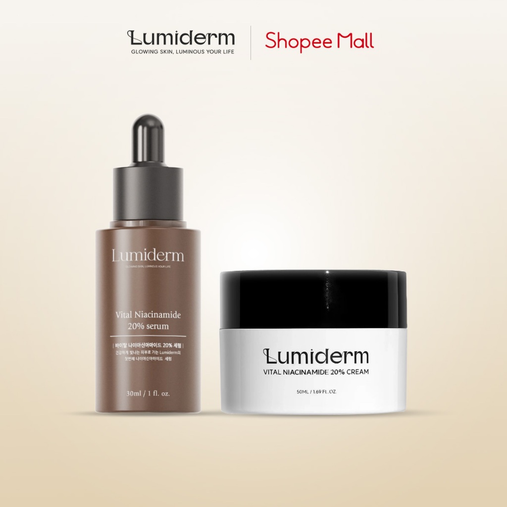 Combo Dưỡng Da x2 Trắng Sáng Lumiderm Vita Niacinamide 20% Cream + Vita Niacinamide 20% Serum