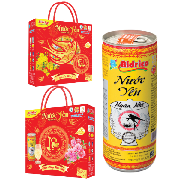 Nước yến ngân nhĩ hộp xuân Bidrico xách 6 lon