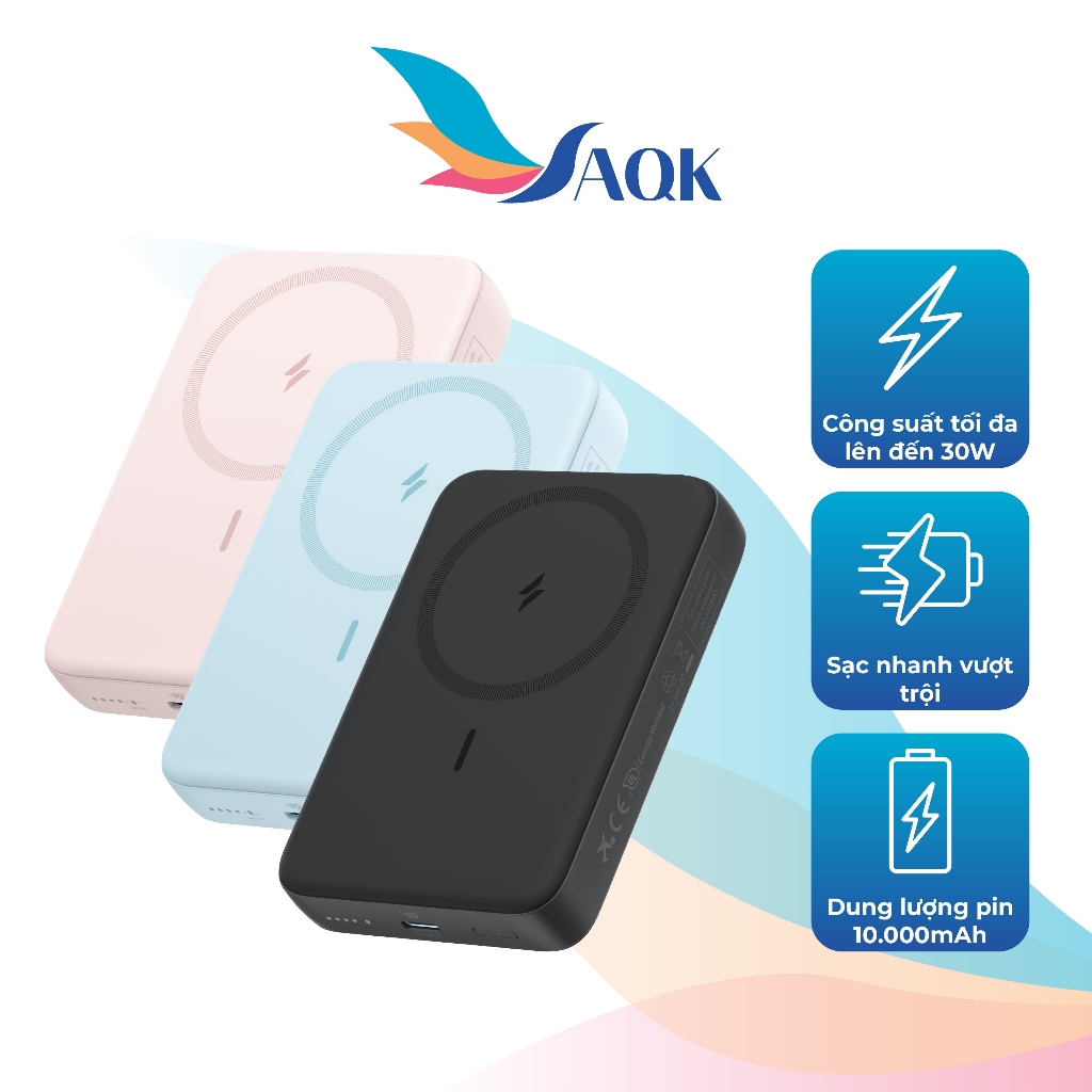 Sạc dự phòng từ tính không dây Anker Zolo Power Bank USB-C 30W 10000mAh A1684 - Hàng chính hãng