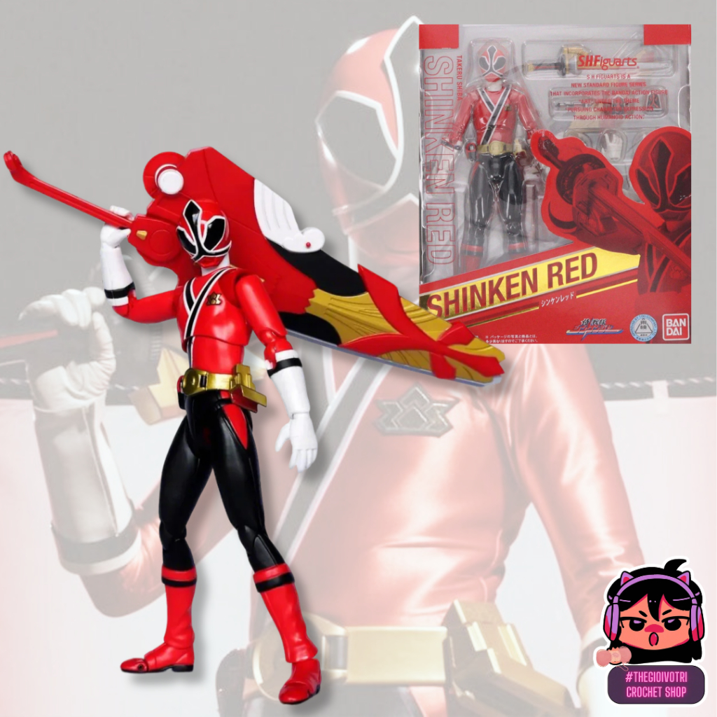 SHF BANDAI (AUTHENTIC) HIGH QUALITY ACTION FIGURE "SHINKEN RED (SHIBA TAKERU) - SHINKENGER" (2ND - F